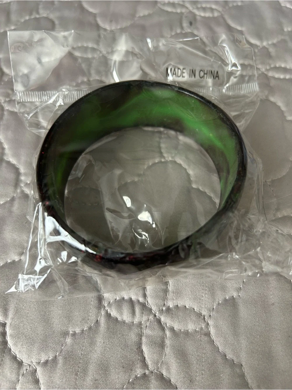 Olive GREEN and Multi-Colored SWIRLED Chunky Bangle Bracelet